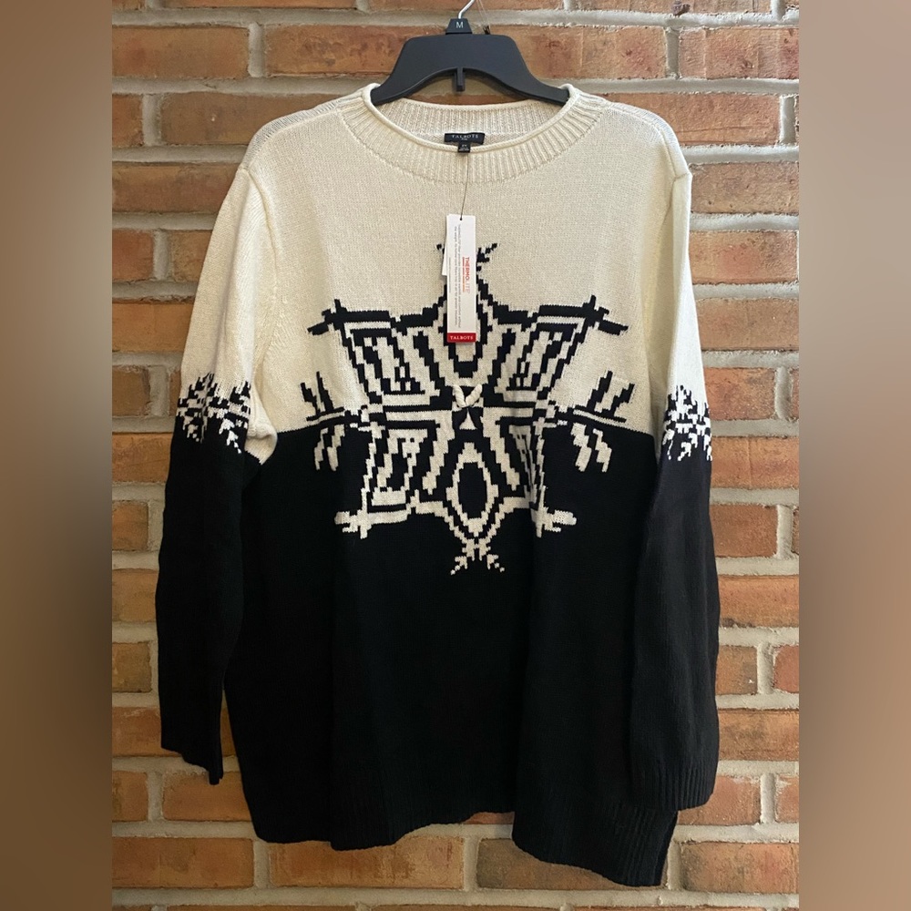 Talbots Womens’s Black and White Snowflake Sweater